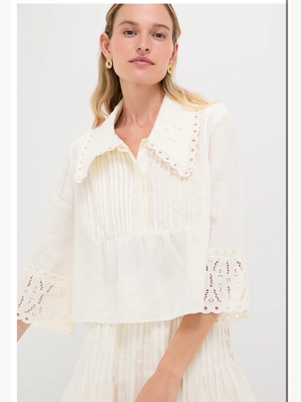 Tuckernuck White Linen Eyelet Jones Blouse